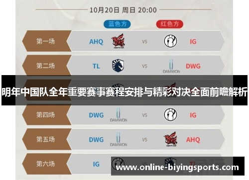 明年中国队全年重要赛事赛程安排与精彩对决全面前瞻解析