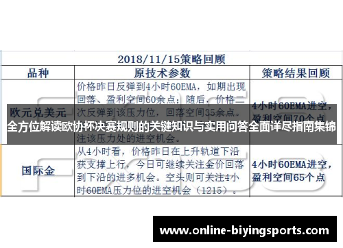 全方位解读欧协杯决赛规则的关键知识与实用问答全面详尽指南集锦
